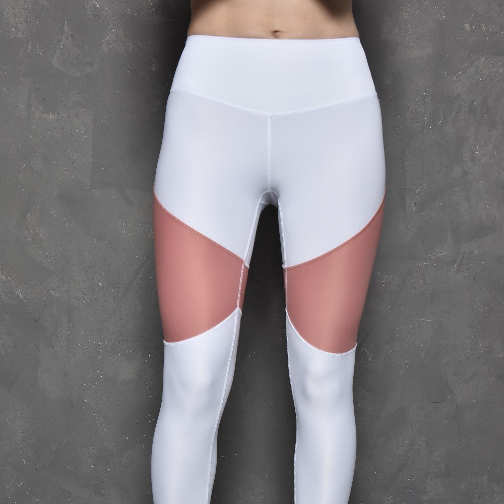 White & Pink Thighwave 
Panel Leggings