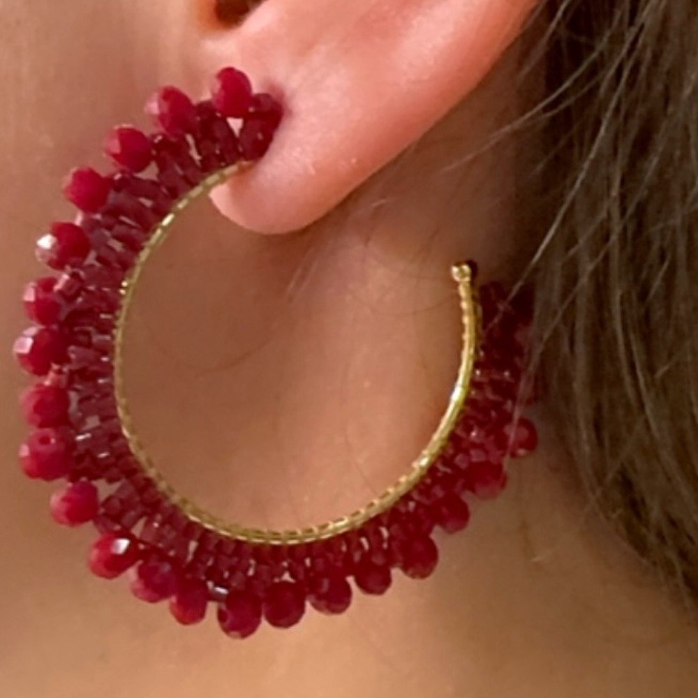 Crystal Wine 
Hoop Earrings