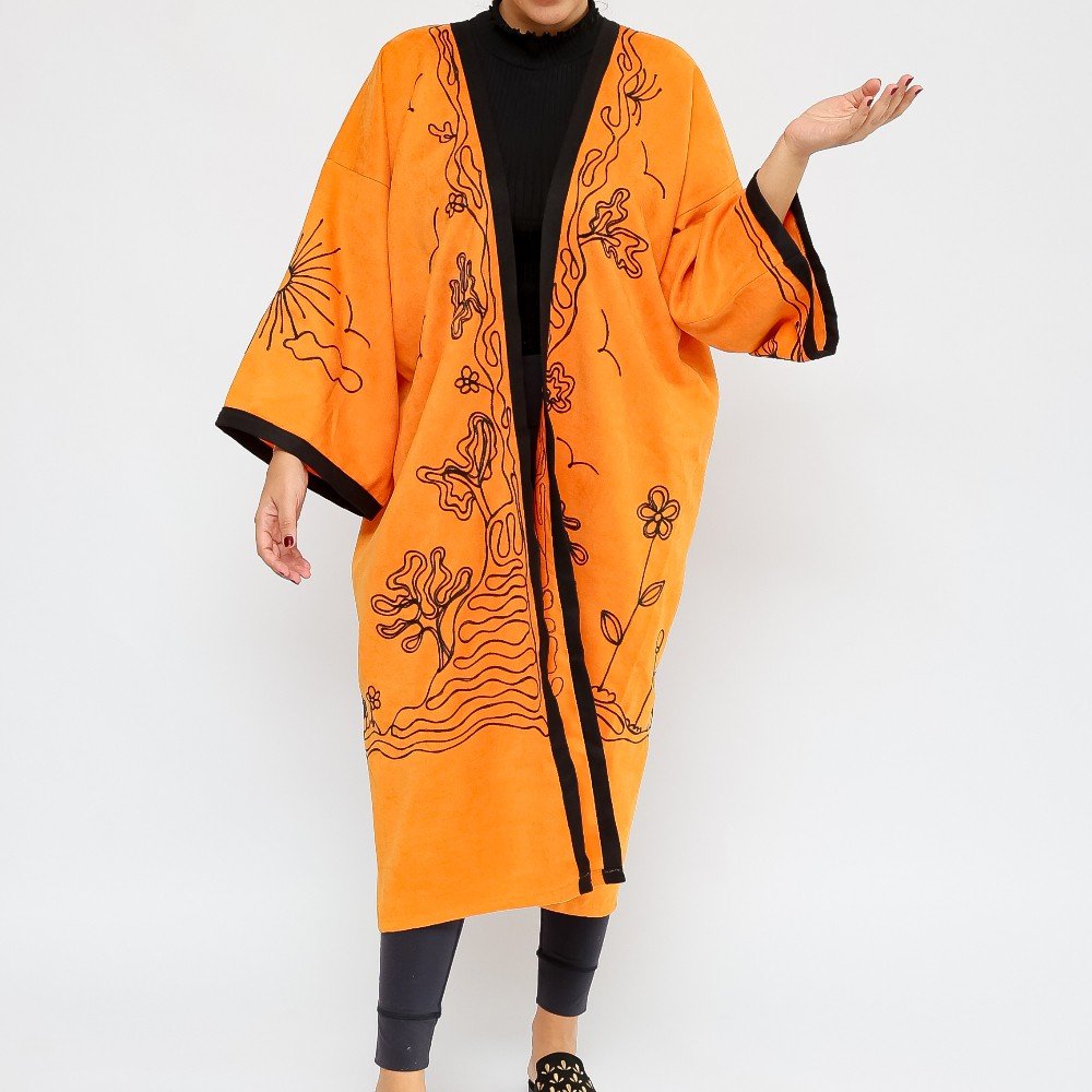 Batroun: Orange 
Velour Abaya