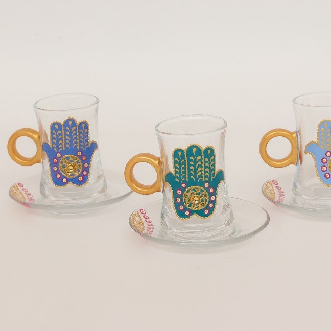 Set of 6 Kaf Fatima 
Glass Tea Cups