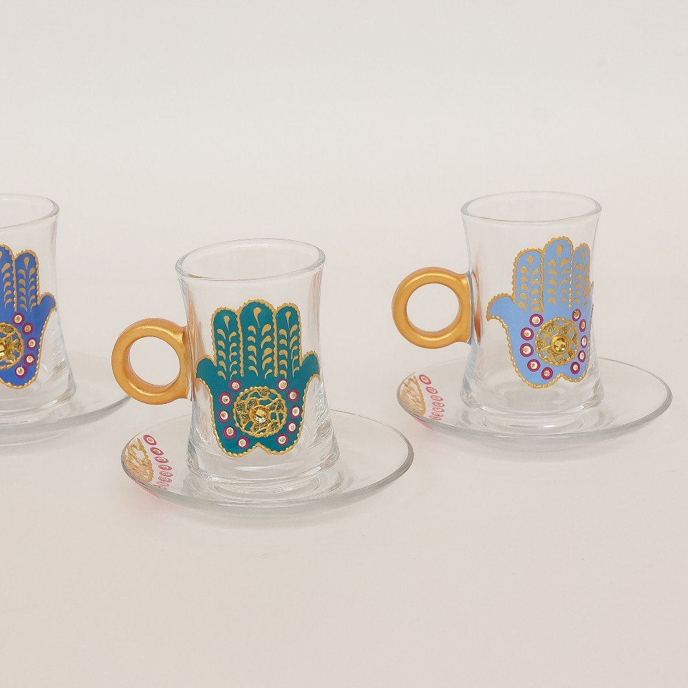 Set of 6 Kaf Fatima 
Glass Tea Cups