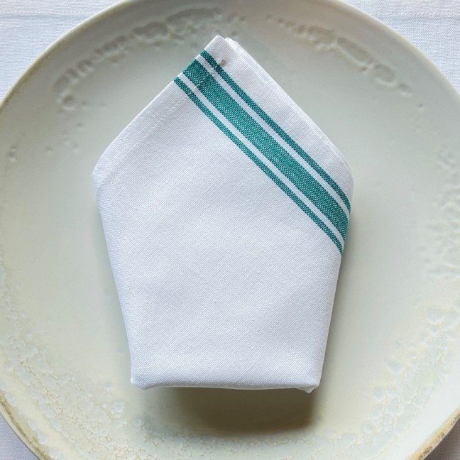 Set of 4 Green 
Striped Rustic Napkins