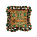 Fringed All Over Snakes 
& Paisley Print Cushion
