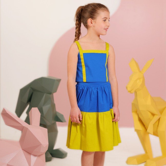 Aria Blue & Yellow 
Kids Set: Skirt & Top