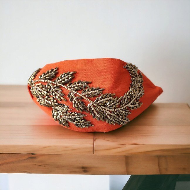 Embroidered 
Orange Headband