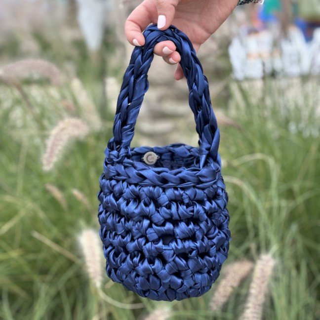 Moonlight Ribbon 
Midnight Blue Crochet Bag