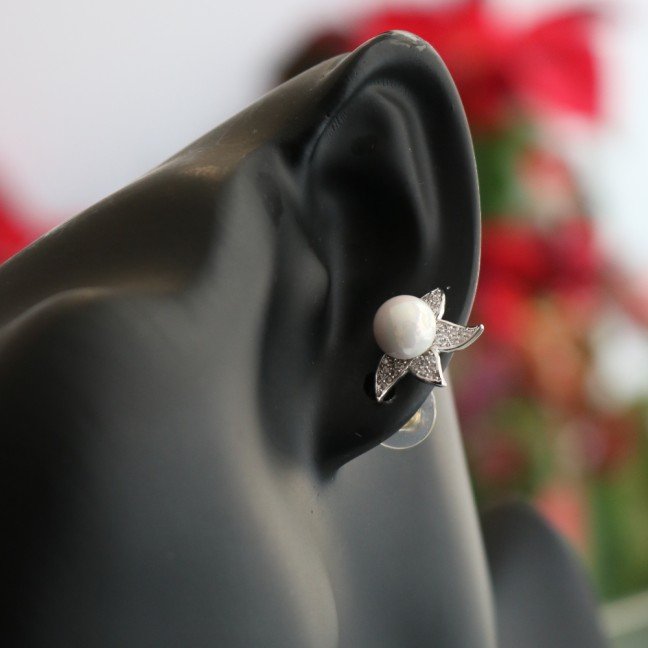 Silver 
Flower Earrings