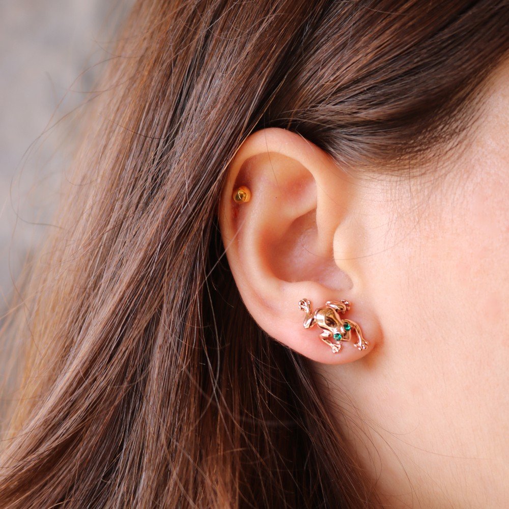Frog Rose 
Gold Earrings