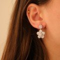 Silver Zircon 
Flower Earrings