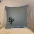 Embroidered Sage Green 
Velvet Cactus Cushion