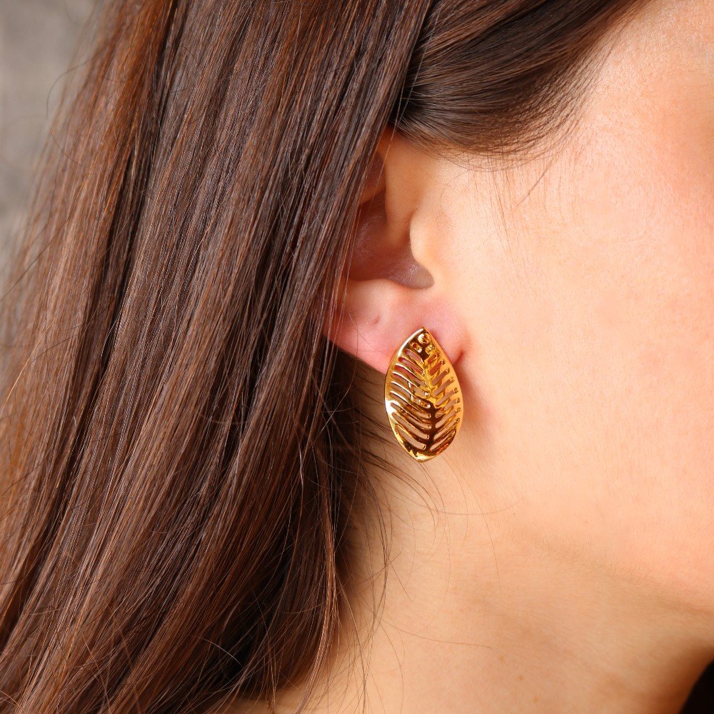 Rose Gold 
Plated Leaf Earrings