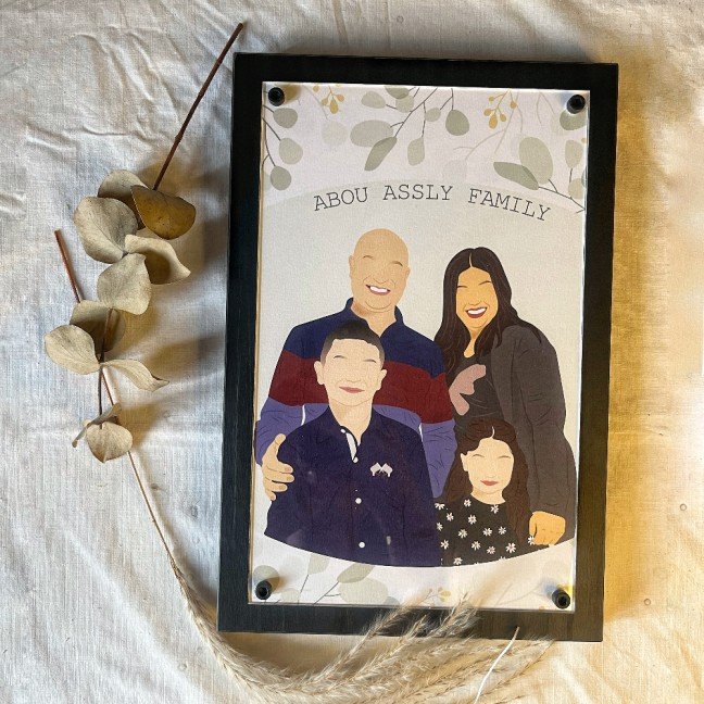 Custom Framed Family 
Portrait Illustration