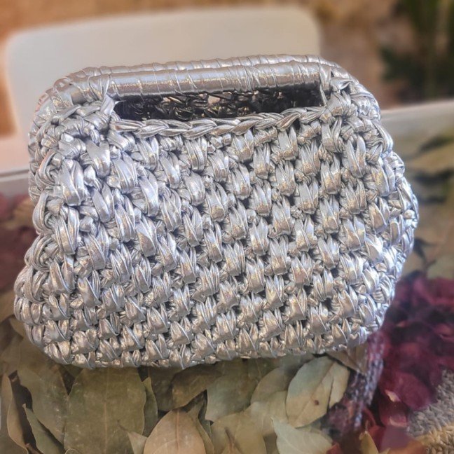 Silver 
Basketweave Bag