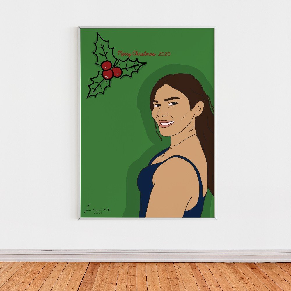 Custom Framed Single 
Portrait Illustration in Color