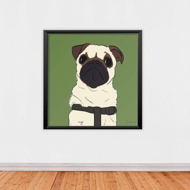 Custom Framed Pet 
Portrait Illustration in Color