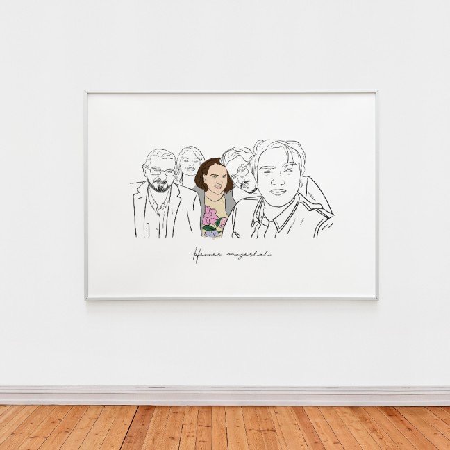 Custom Framed Minimal 
Family Portrait Illustration