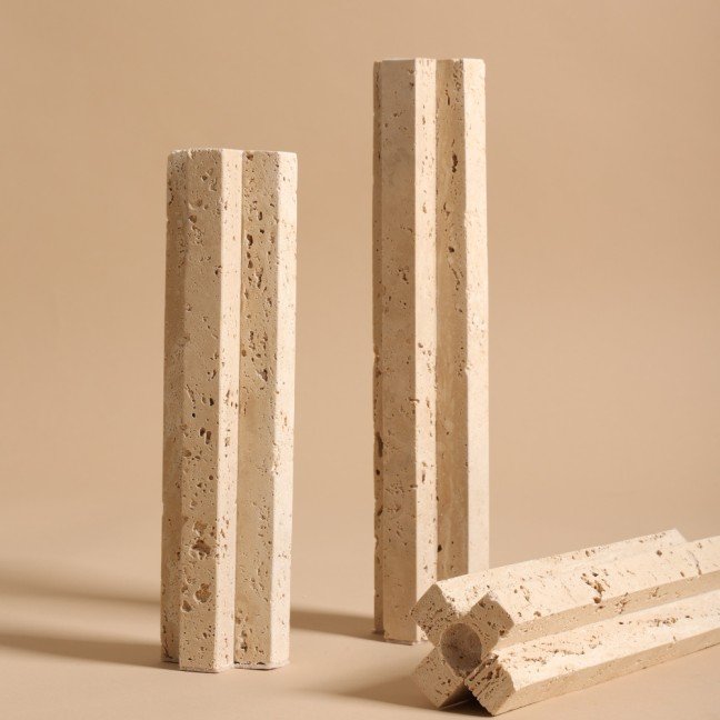 Tall Travertine 
Candle Holder