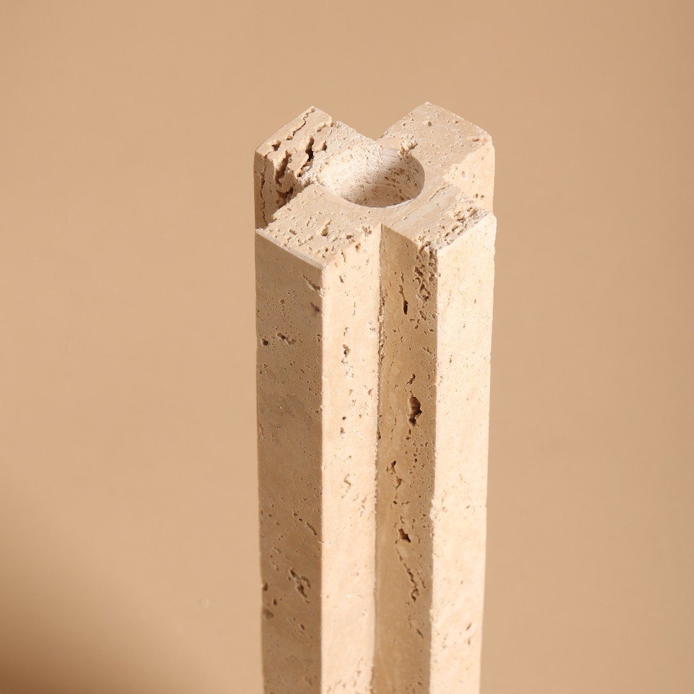 Tall Travertine 
Candle Holder