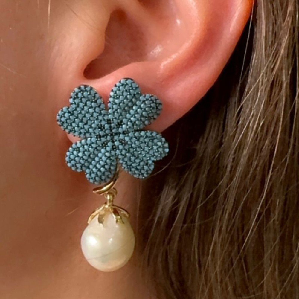 Sky Blue Baroque 
Pearl Earrings