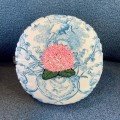 Embroidered Blue Toile De Jouy Hydrangea Cushion