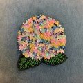 Embroidered Cedar Velvet Hydrangea Cushion