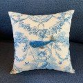 Embroidered Blue Toile De Jouy Whale Cushion