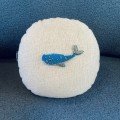 Embroidered Off-White Canvas Whale Cushion
