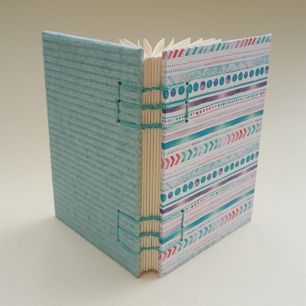 Small journal: cyan 
bohemian pattern