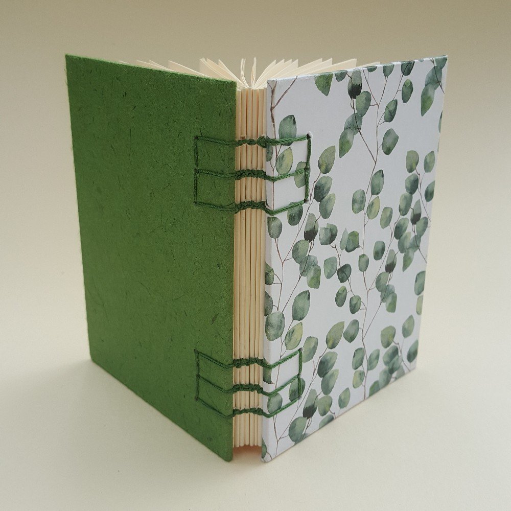 Small journal: green 
eucalyptus leaves pattern