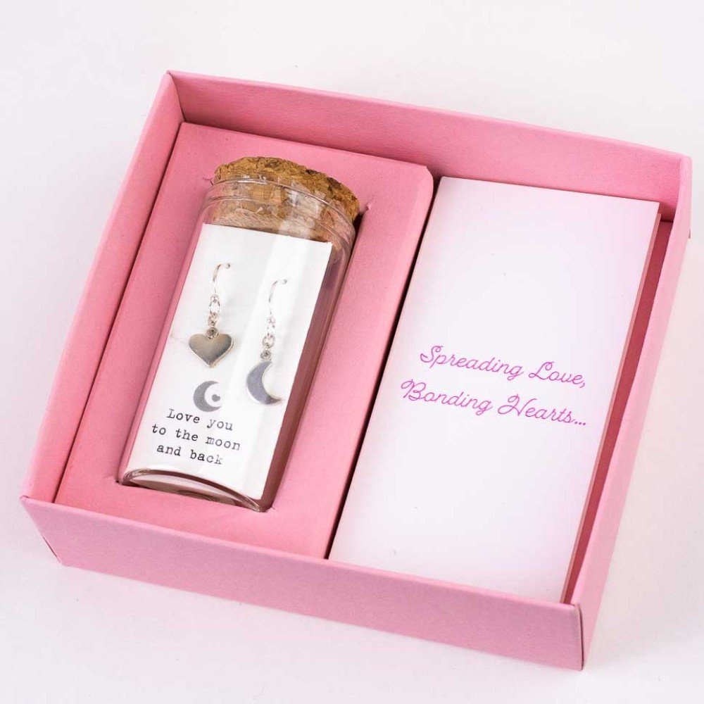 Love & Moon 
Silver Earrings