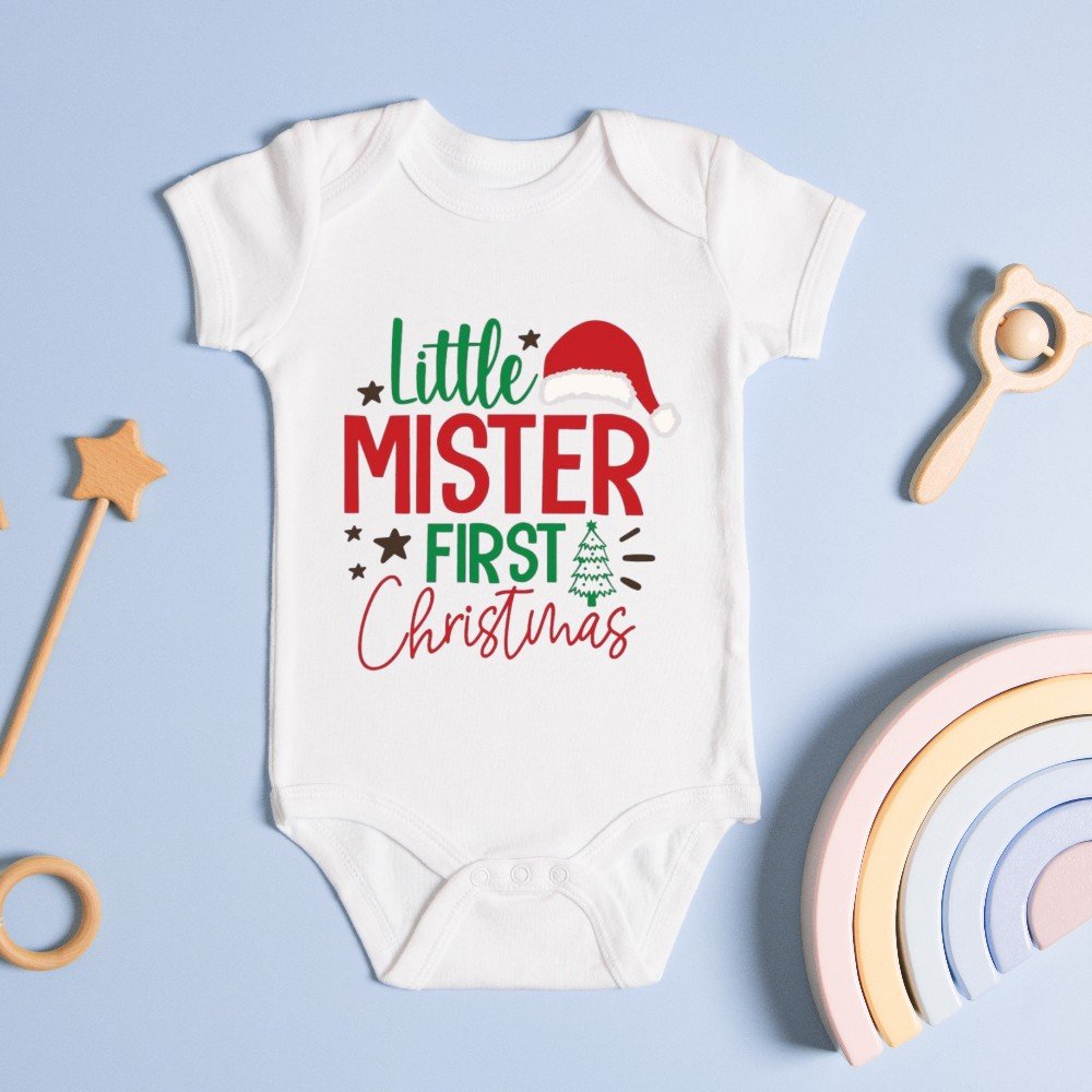 Personalized Little Mr. 
Christmas Onesie