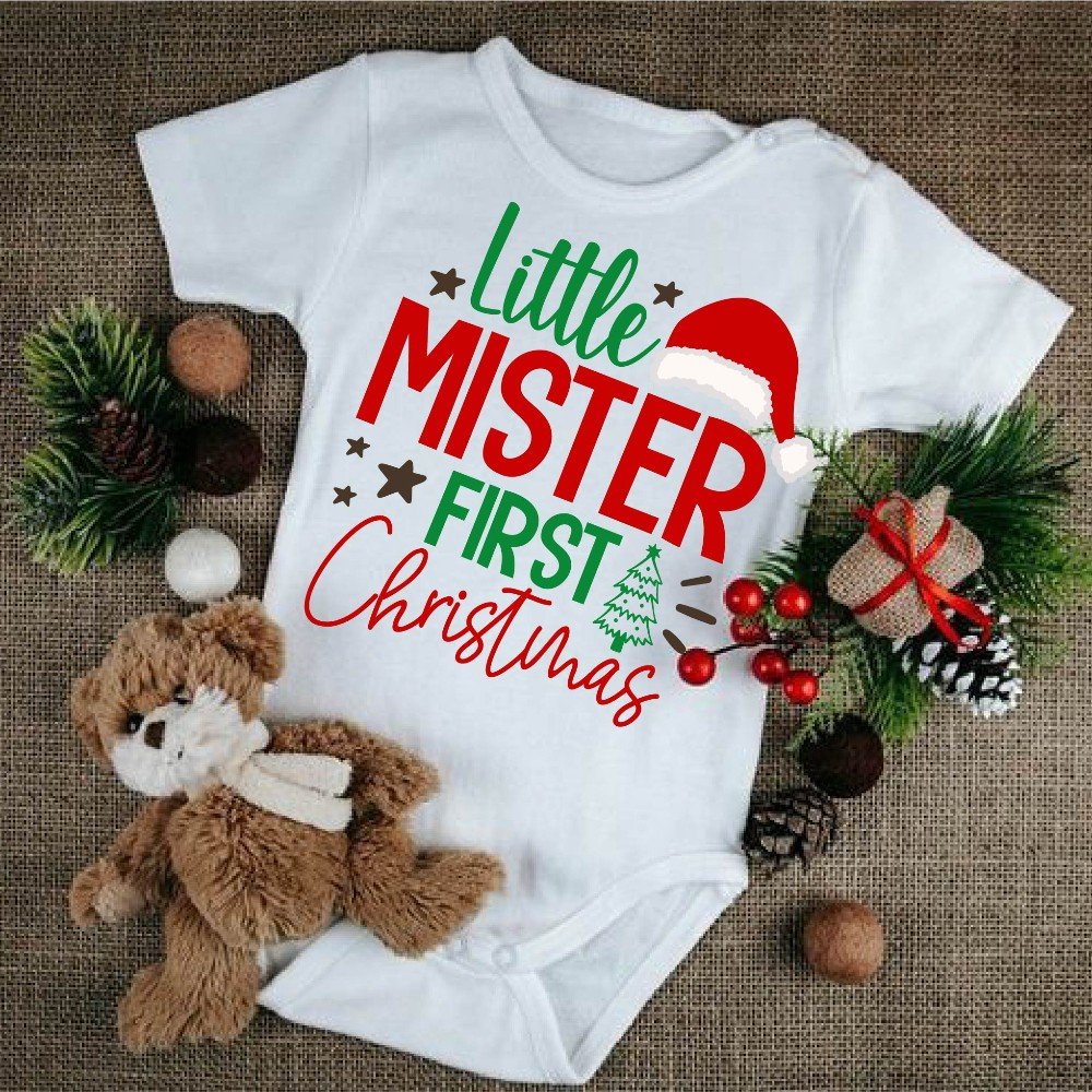 Personalized Little Mr. 
Christmas Onesie
