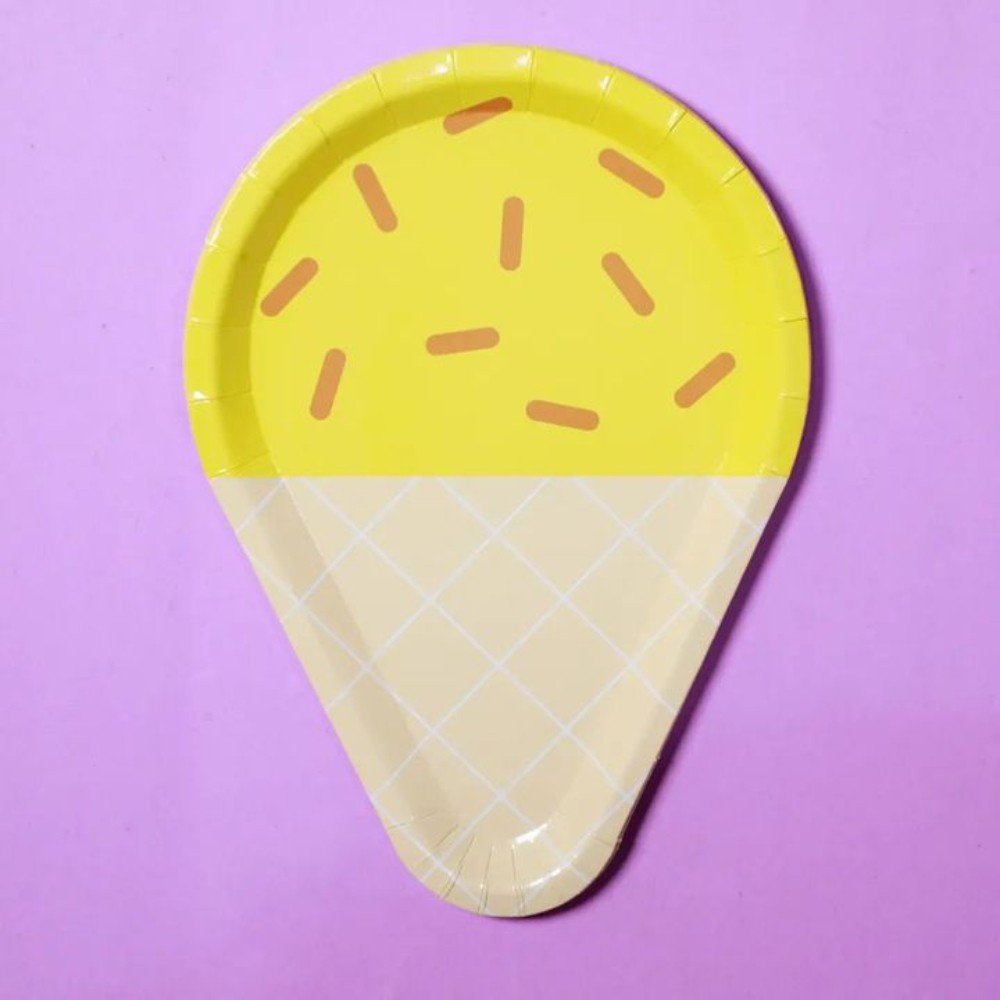 Yellow Ice Cream Paper 
Tableware Party Set