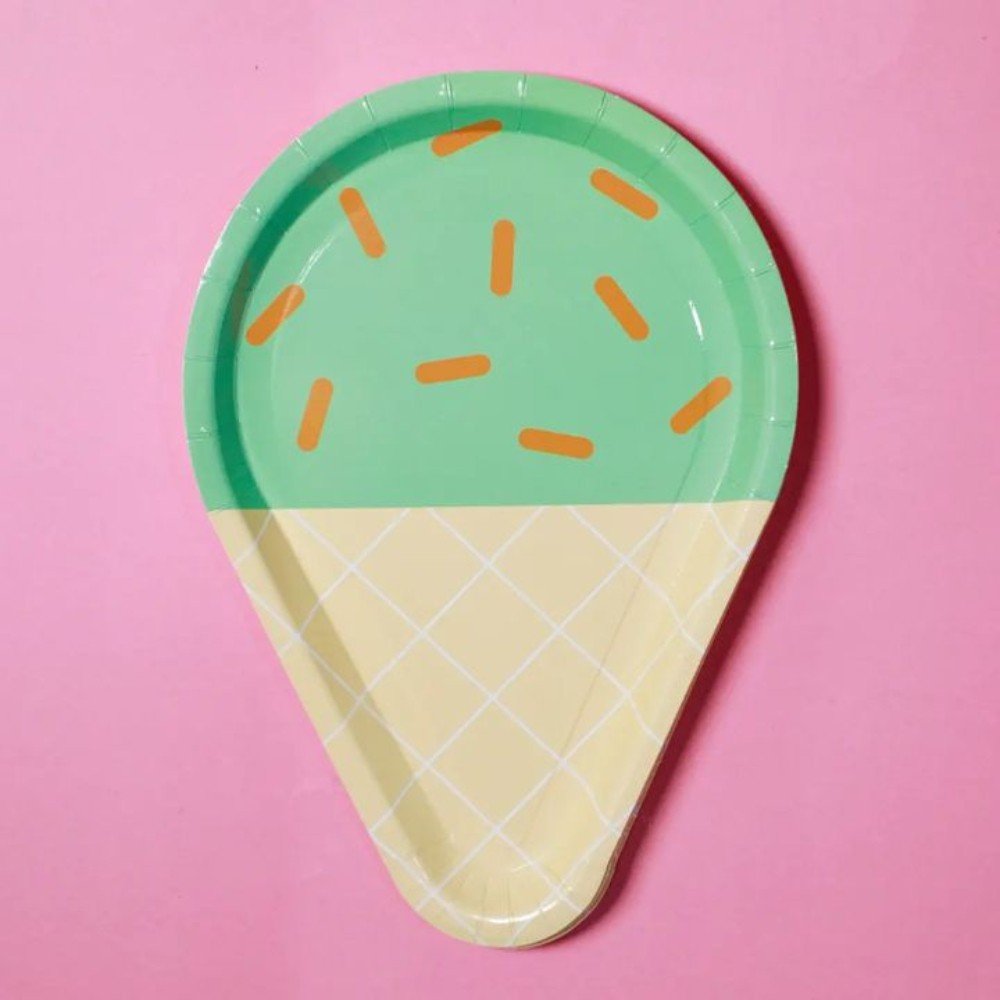 Green Ice Cream Paper 
Tableware Party Set