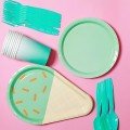 Green Ice Cream Paper 
Tableware Party Set
