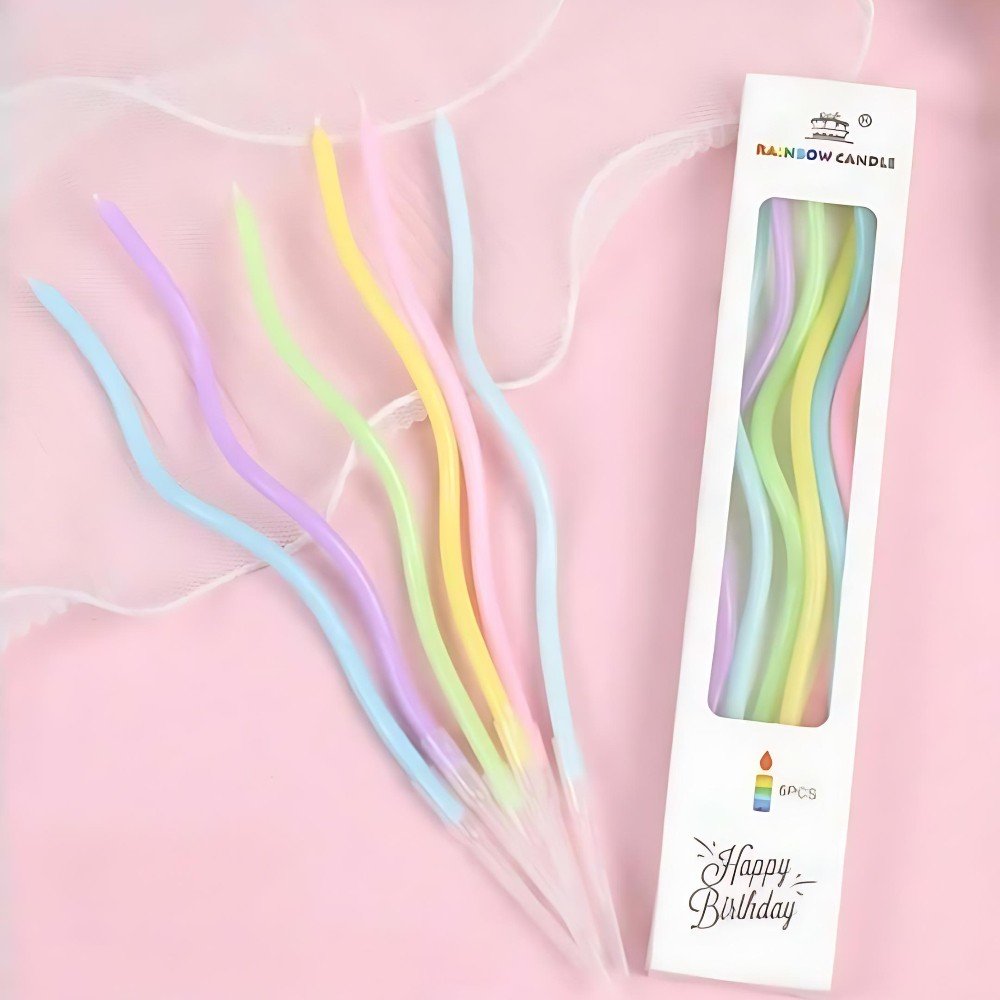 Pack of Curved Bend 
Pastel Cake Candles
