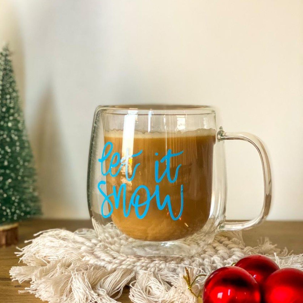Let It Snow 
Double Glass Cup