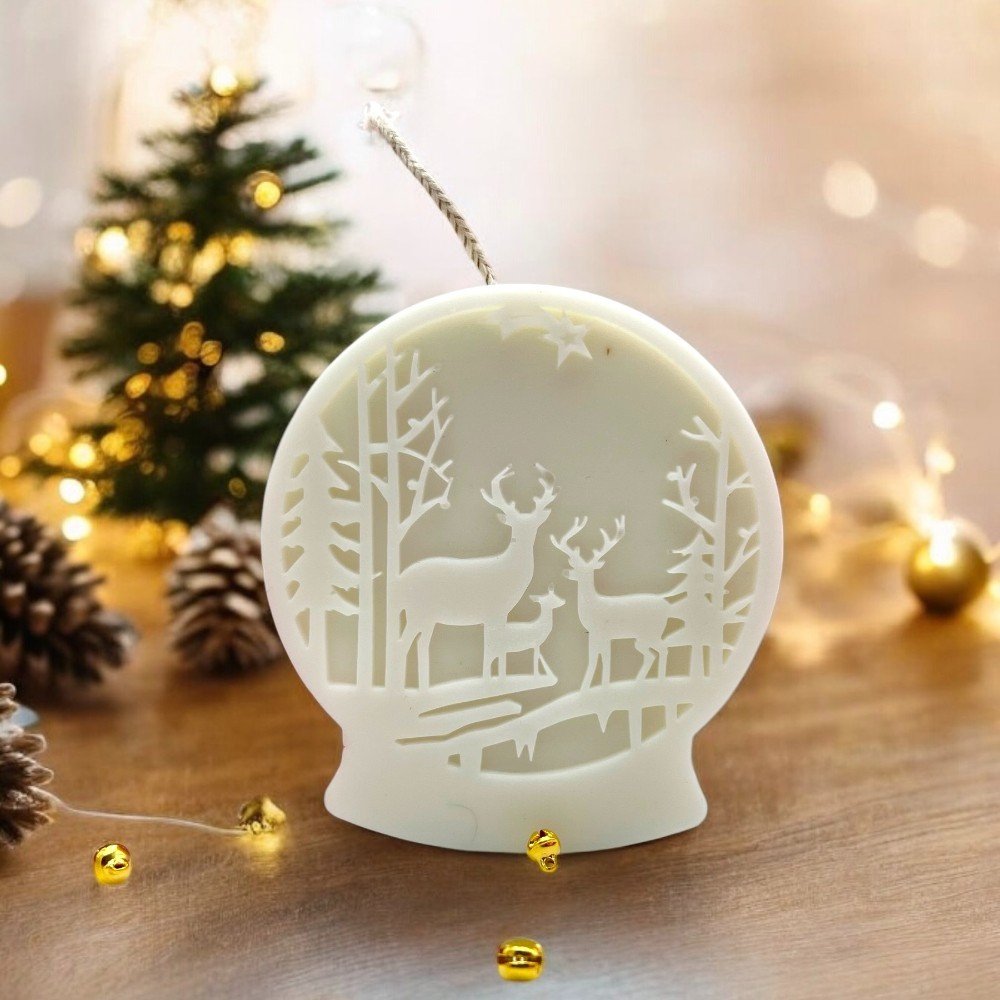 Christmas Crystal 
Ball Elks Candle