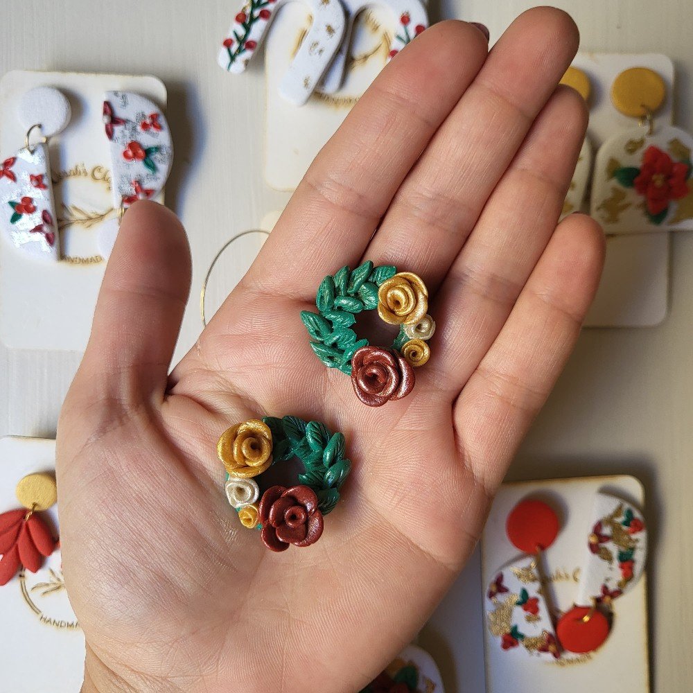 Floral Wreath 
Clay Studs