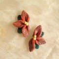 Half Poinsettia 
Clay Studs