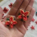 Golden Poinsettia 
Clay Studs