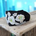 Embroidered Flowers 
Black Headband