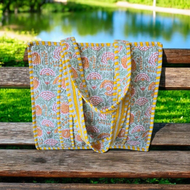 Sunset Shades 
Blockprint Tote Bag