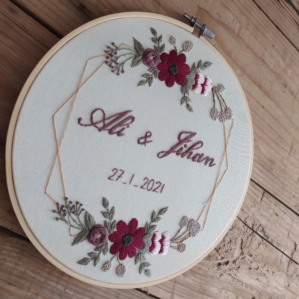 Customizable Couple Names Embroidered Hoop