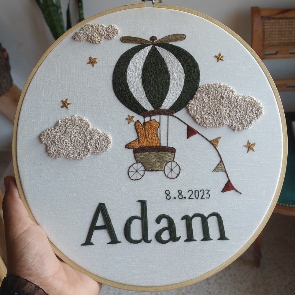 Customizable Hot Air Balloon Embroidered Hoop II