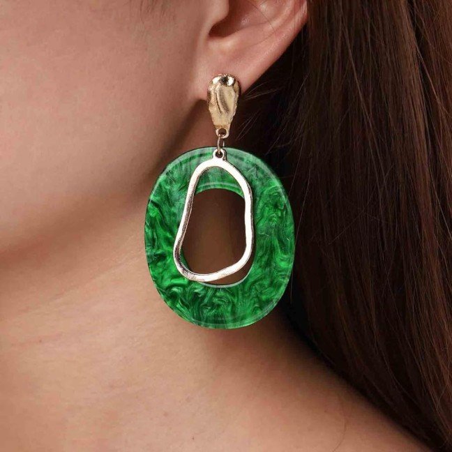 Green 
Oval Earrings