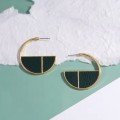Geometric Gold & 
Leather Earrings