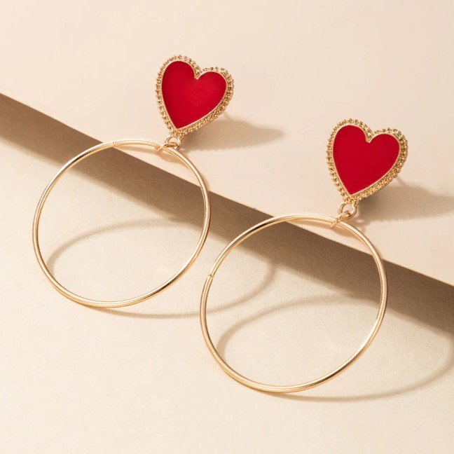 Red Heart 
Hoop Earrings