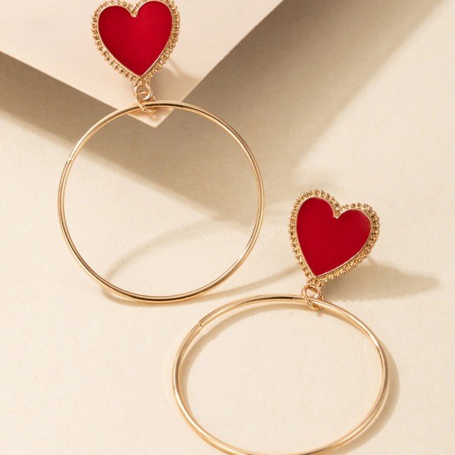 Red Heart 
Hoop Earrings