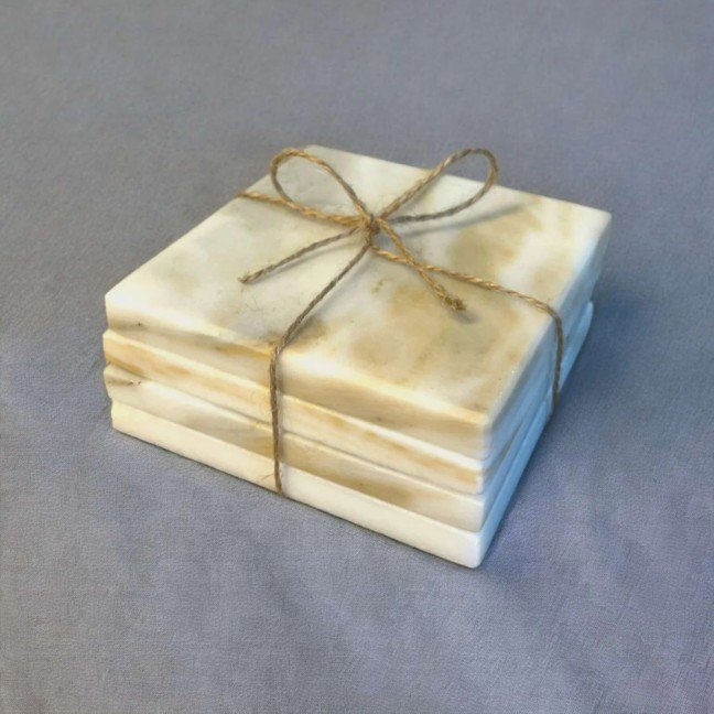 Set of 4 Italian White 
Marble Coasters